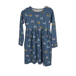 Hanna Andersson Fable Dress 150 Girls 12 Seacloth Blue Cotton Butterflies